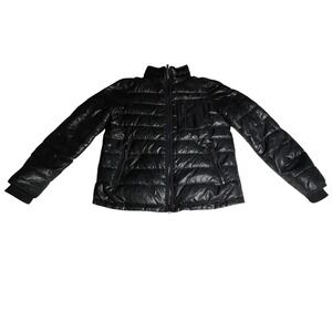 J Crew Black Puffer Down Jacket Quilted Zip Front Size S